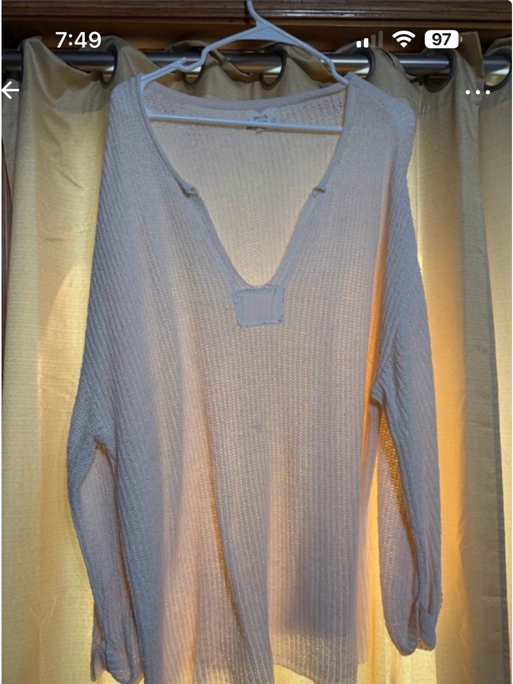 Cream Ribbed V-Neck Women's Sweater